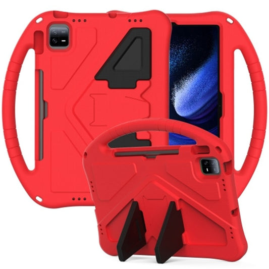 For Xiaomi Pad 6 / Pad 6 Pro / Huawei MatePad SE 11 Kids Tablet Case Handle Kickstand Rugged EVA Cover - Red