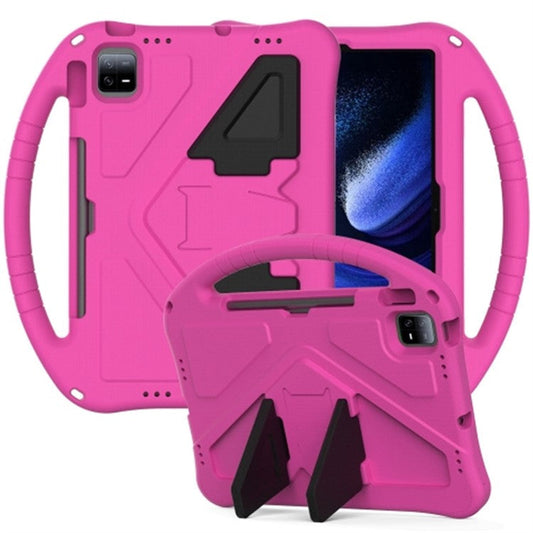 For Xiaomi Pad 6 / Pad 6 Pro / Huawei MatePad SE 11 Kids Tablet Case Handle Kickstand Rugged EVA Cover - Rose