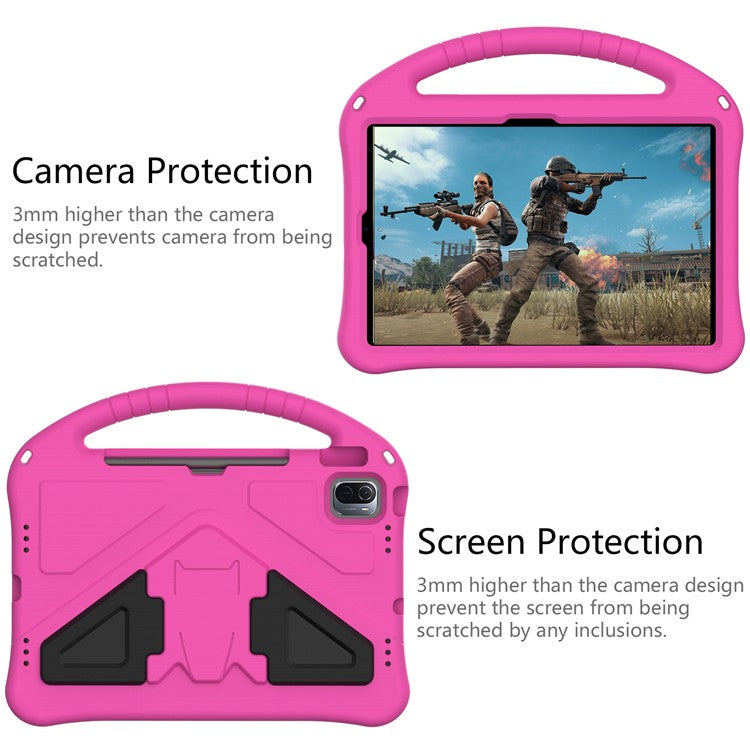 For Xiaomi Pad 6 / Pad 6 Pro / Huawei MatePad SE 11 Kids Tablet Case Handle Kickstand Rugged EVA Cover - Rose