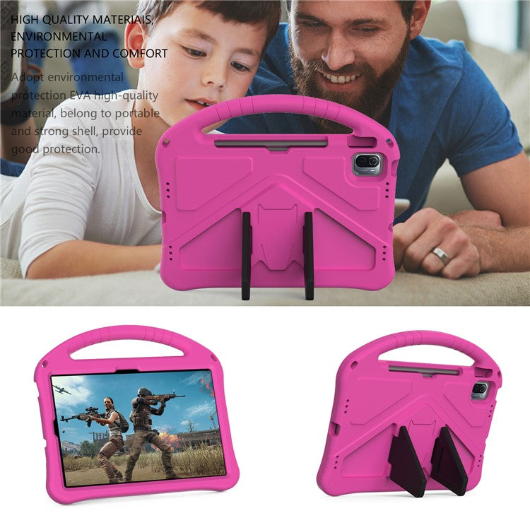 For Xiaomi Pad 6 / Pad 6 Pro / Huawei MatePad SE 11 Kids Tablet Case Handle Kickstand Rugged EVA Cover - Rose