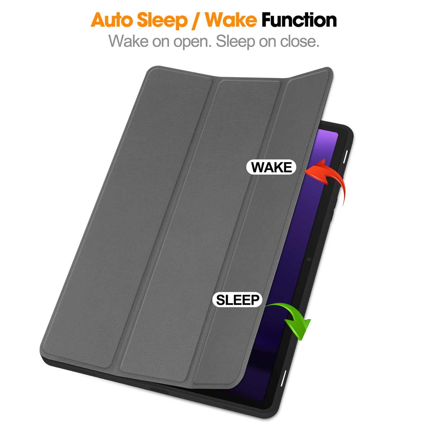 For Samsung Galaxy Tab S9 FE / Tab S9 Smart Case PU Leather+TPU Trifold Stand Tablet Cover with Pencil Holder - Grey