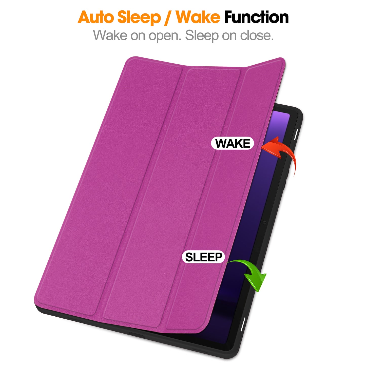 For Samsung Galaxy Tab S9 FE / Tab S9 Smart Case PU Leather+TPU Trifold Stand Tablet Cover with Pencil Holder - Purple