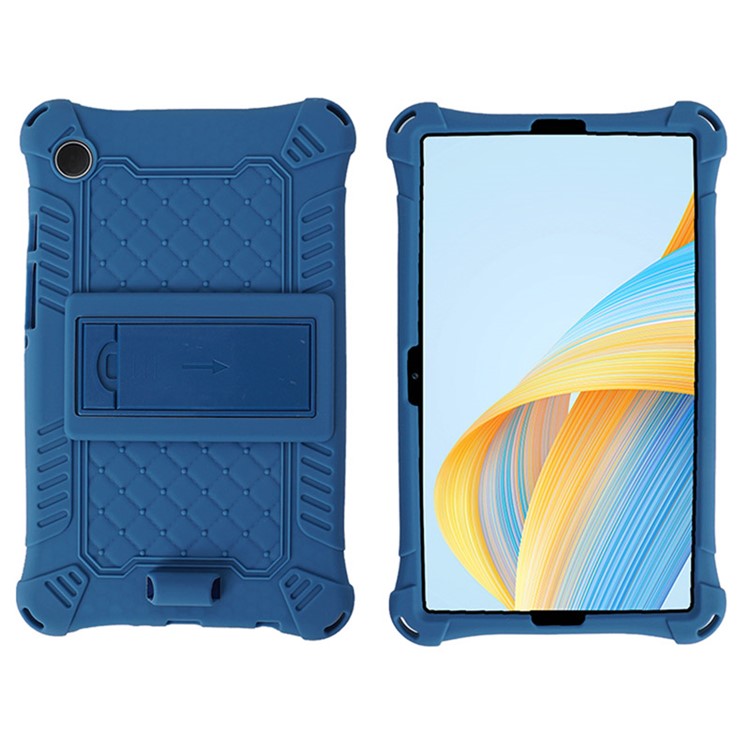For Samsung Galaxy Tab A9 Case Anti-drop PC+Silicone Tablet Cover with Shoulder Strap - Dark Blue
