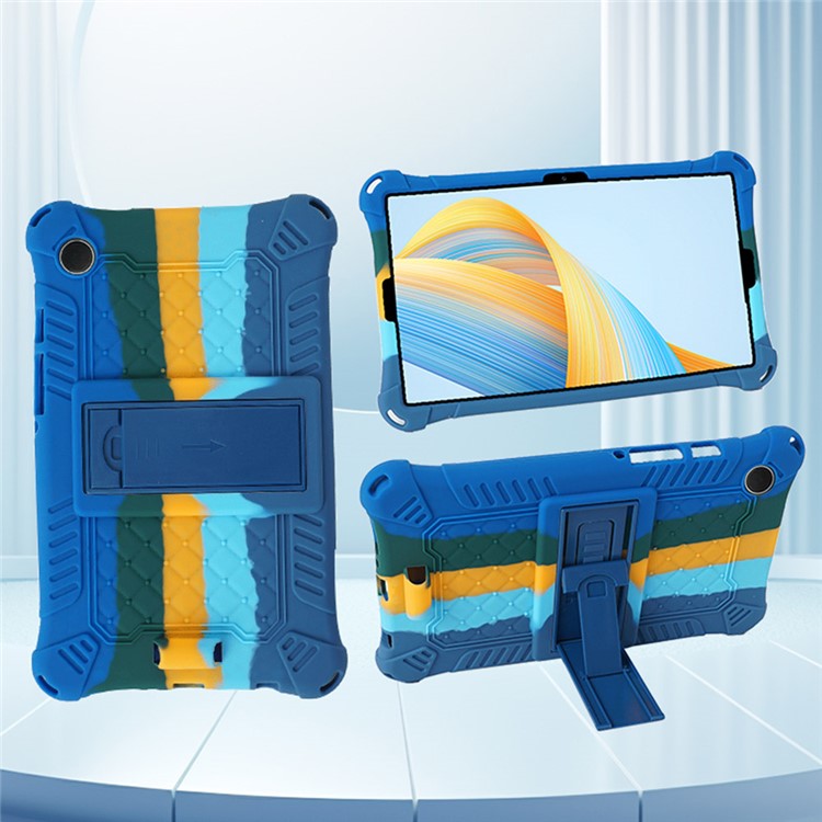For Samsung Galaxy Tab A9 Case Anti-drop PC+Silicone Tablet Cover with Shoulder Strap - Dark Blue