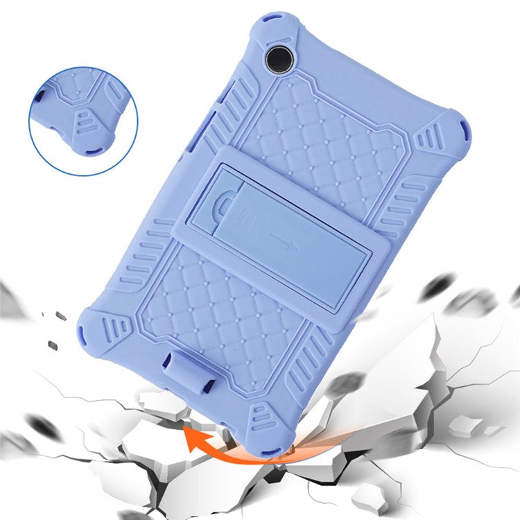 For Samsung Galaxy Tab A9 Case Anti-drop PC+Silicone Tablet Cover with Shoulder Strap - Dark Blue