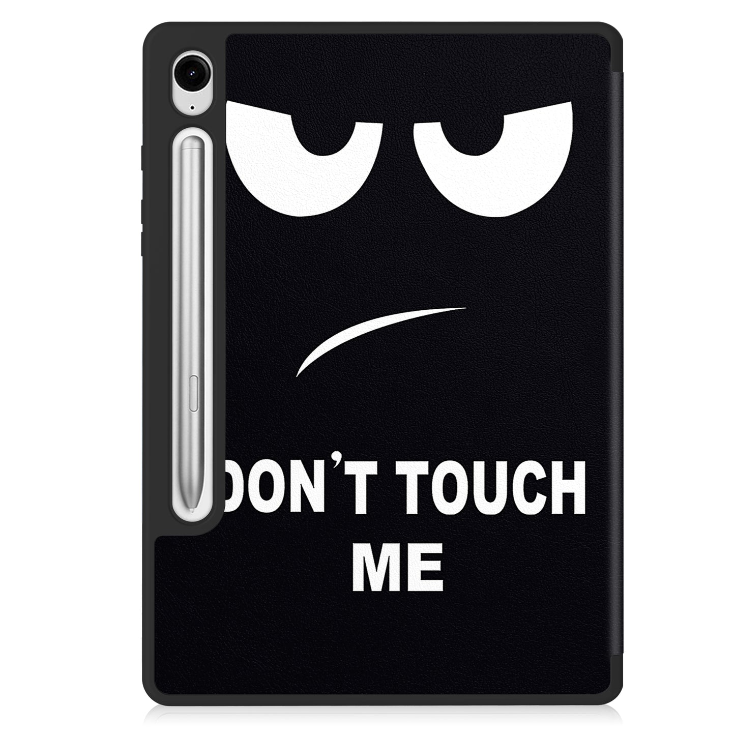 For Samsung Galaxy Tab S9 FE / Tab S9 Case Leather Pattern Printing Smart Tablet Cover with Pencil Holder - Don&#39;t Touch Me