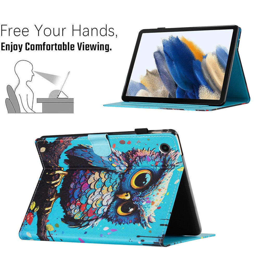 For Lenovo Tab M10 Plus X606F Case Stitching Pattern Printing Stand Tablet Cover - Owl