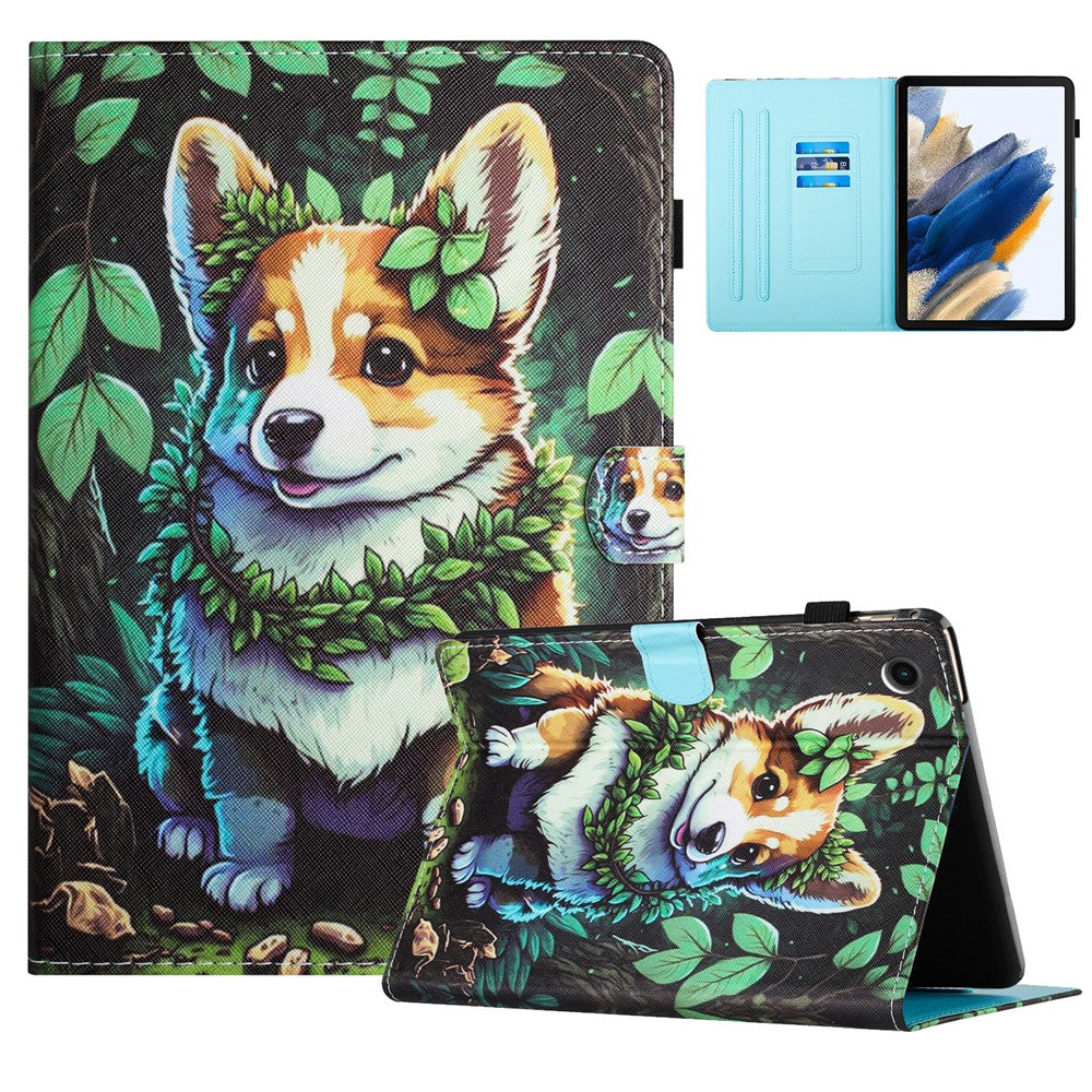 For Lenovo Tab M10 Plus X606F Case Stitching Pattern Printing Stand Tablet Cover - Corgi