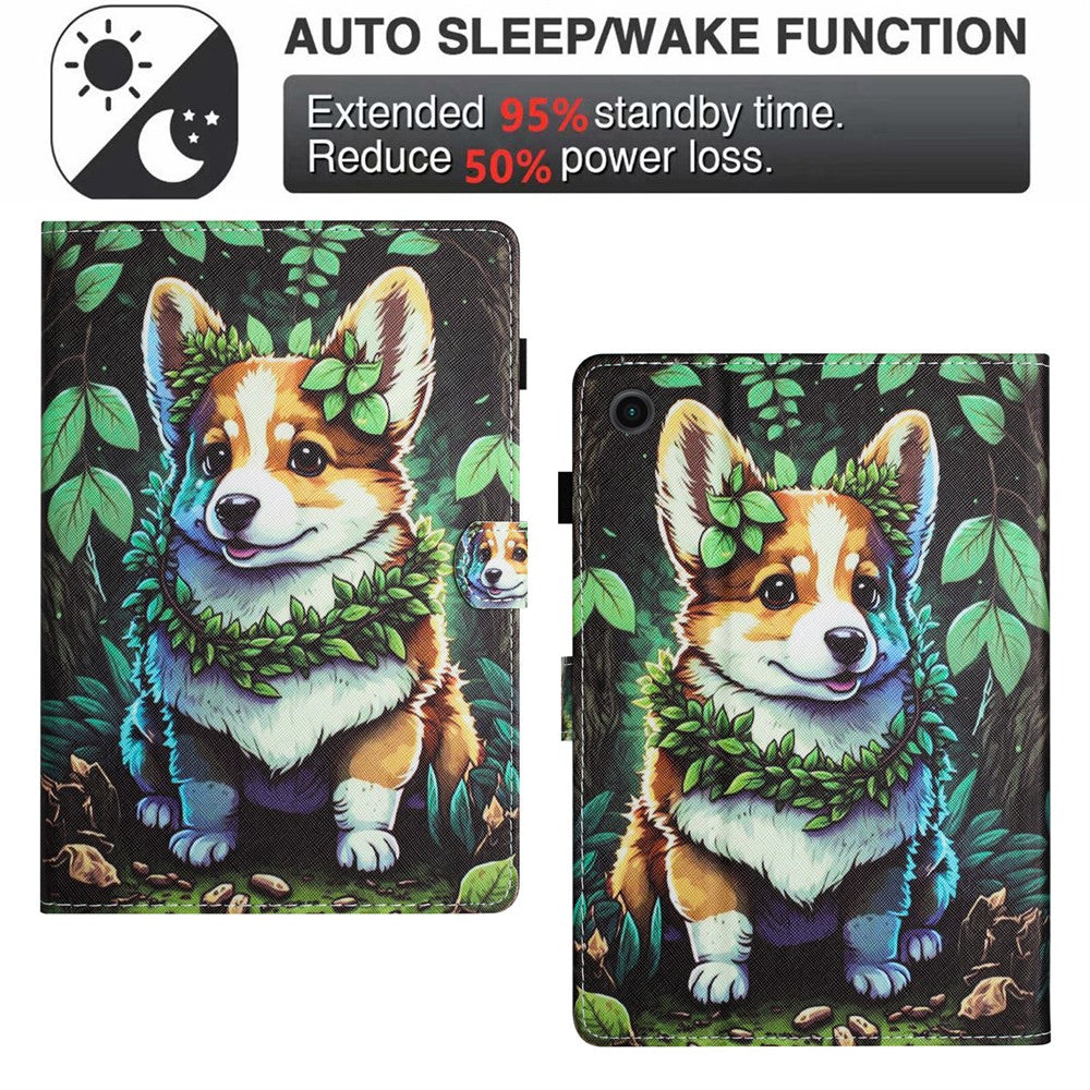 For Lenovo Tab M10 Plus X606F Case Stitching Pattern Printing Stand Tablet Cover - Corgi