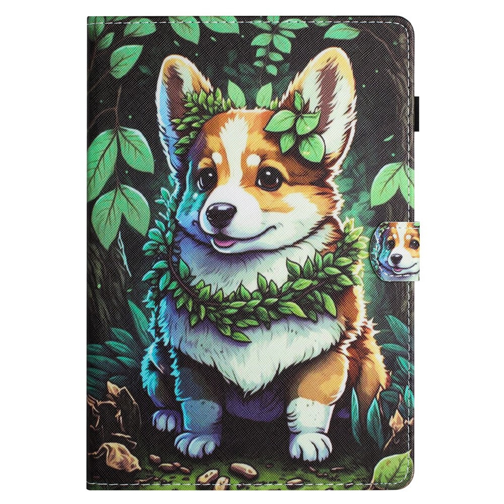 For Lenovo Tab M10 Plus X606F Case Stitching Pattern Printing Stand Tablet Cover - Corgi