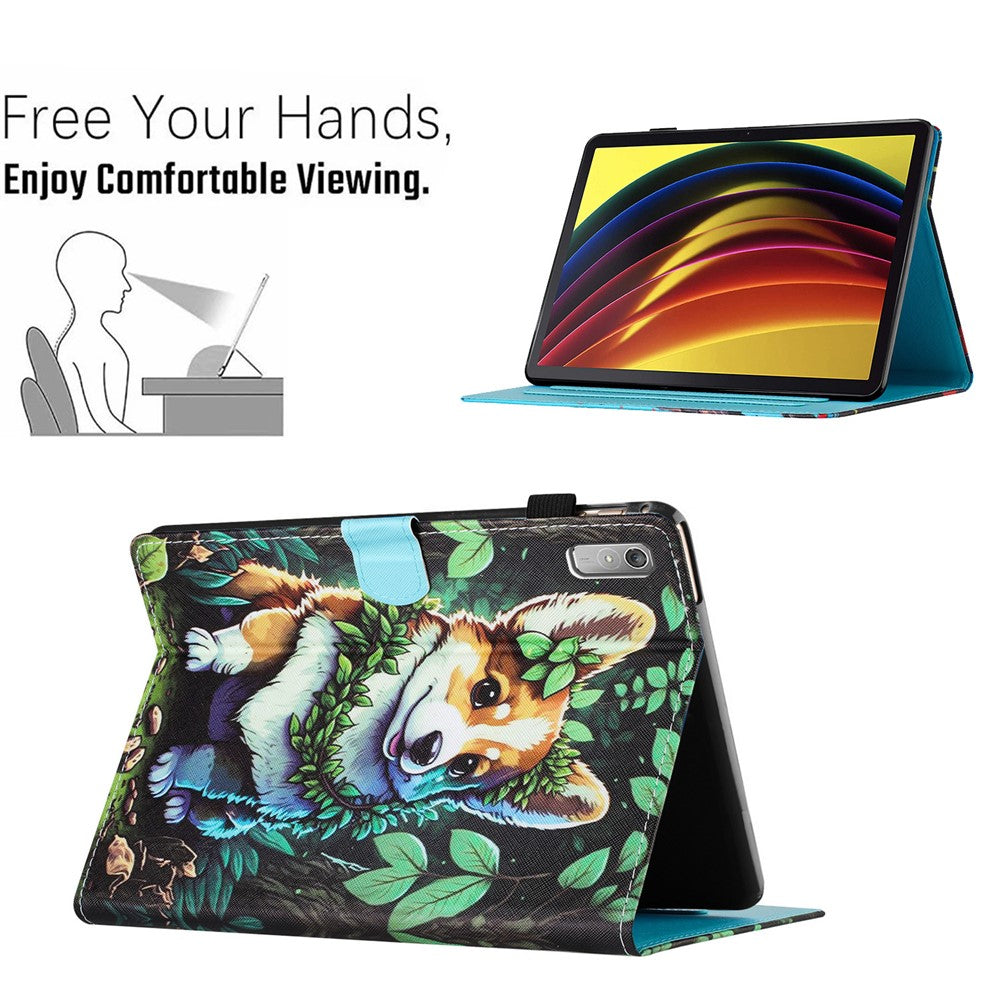 For Lenovo Tab P11 Gen 2 TB-350 Case Pattern Printing Leather Card Holder Tablet Cover - Corgi