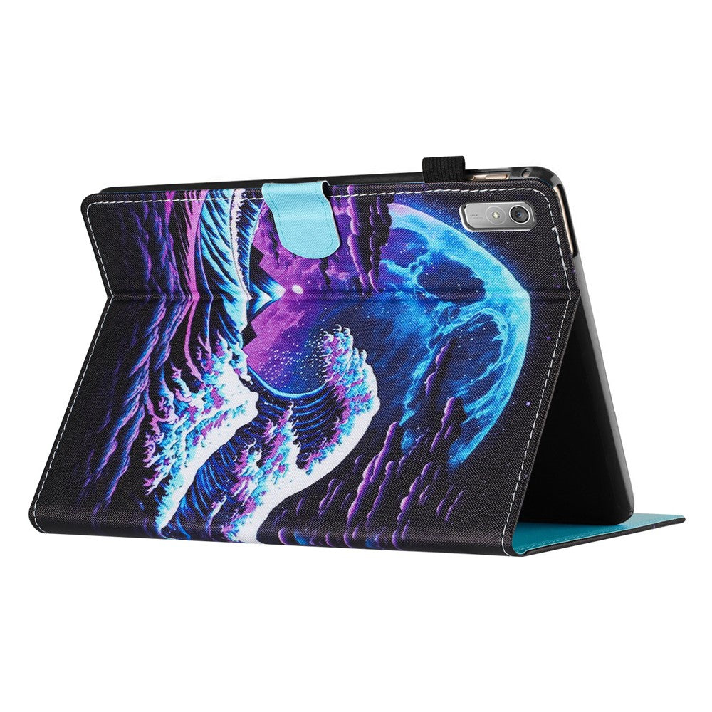 For Lenovo Tab P11 Gen 2 TB-350 Case Pattern Printing Leather Card Holder Tablet Cover - Sea Wave