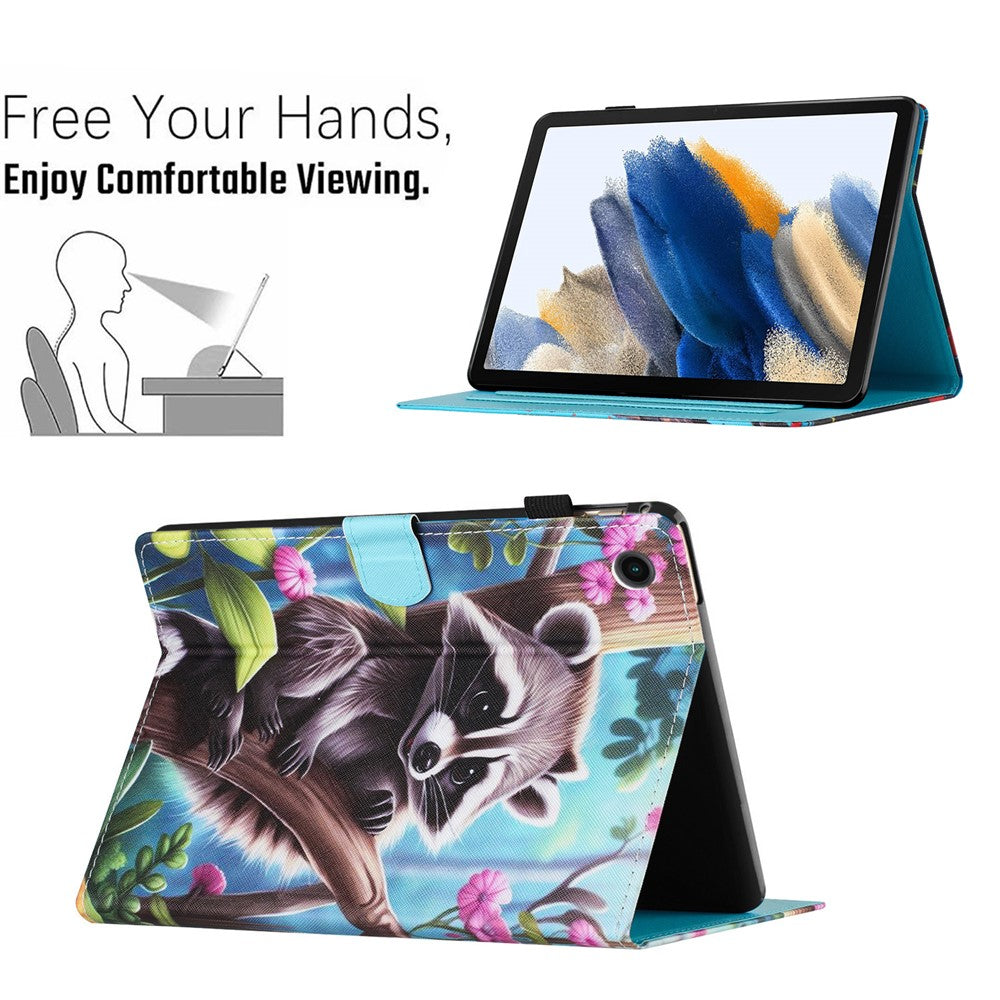 For Lenovo Tab M10 (Gen 3) Case Pattern Printed Card Holder PU Leather Tablet Cover - Raccoon