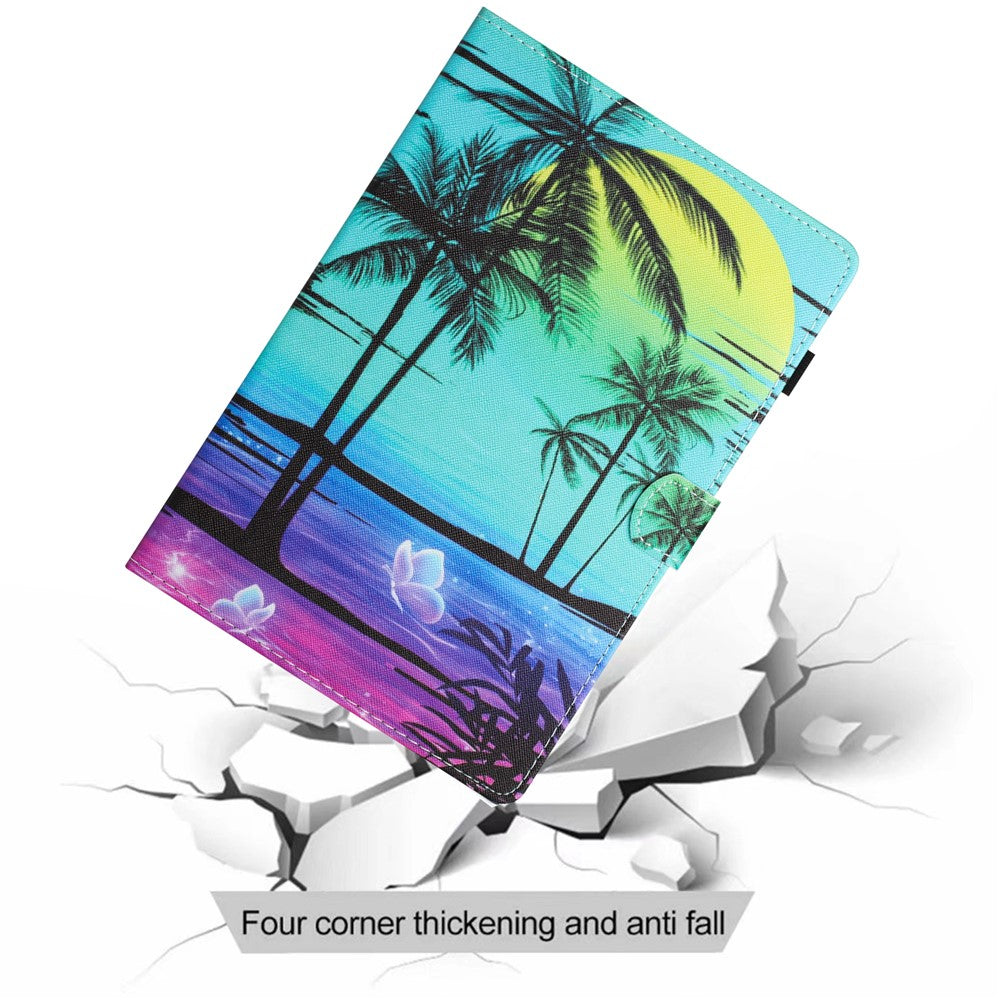 For Lenovo Tab M10 (Gen 3) Case Pattern Printed Card Holder PU Leather Tablet Cover - Coconut Tree
