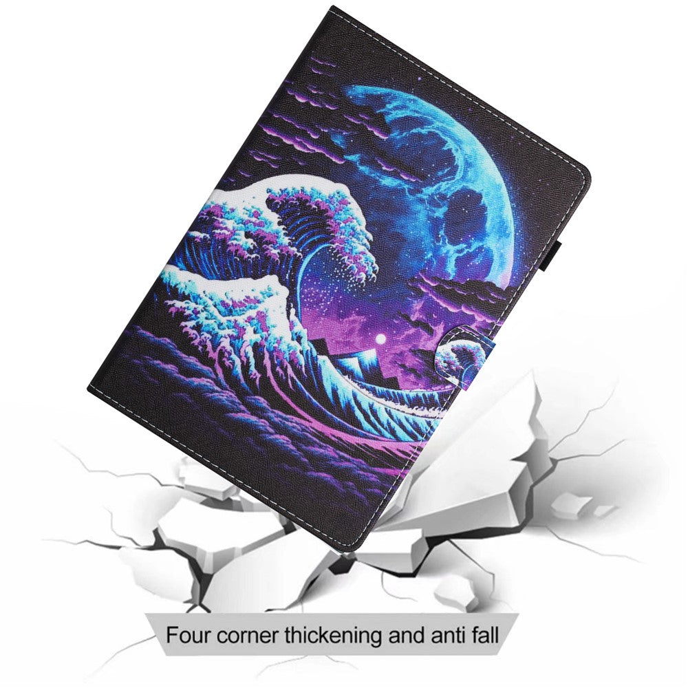 For Lenovo Tab M10 (Gen 3) Case Pattern Printed Card Holder PU Leather Tablet Cover - Sea Wave