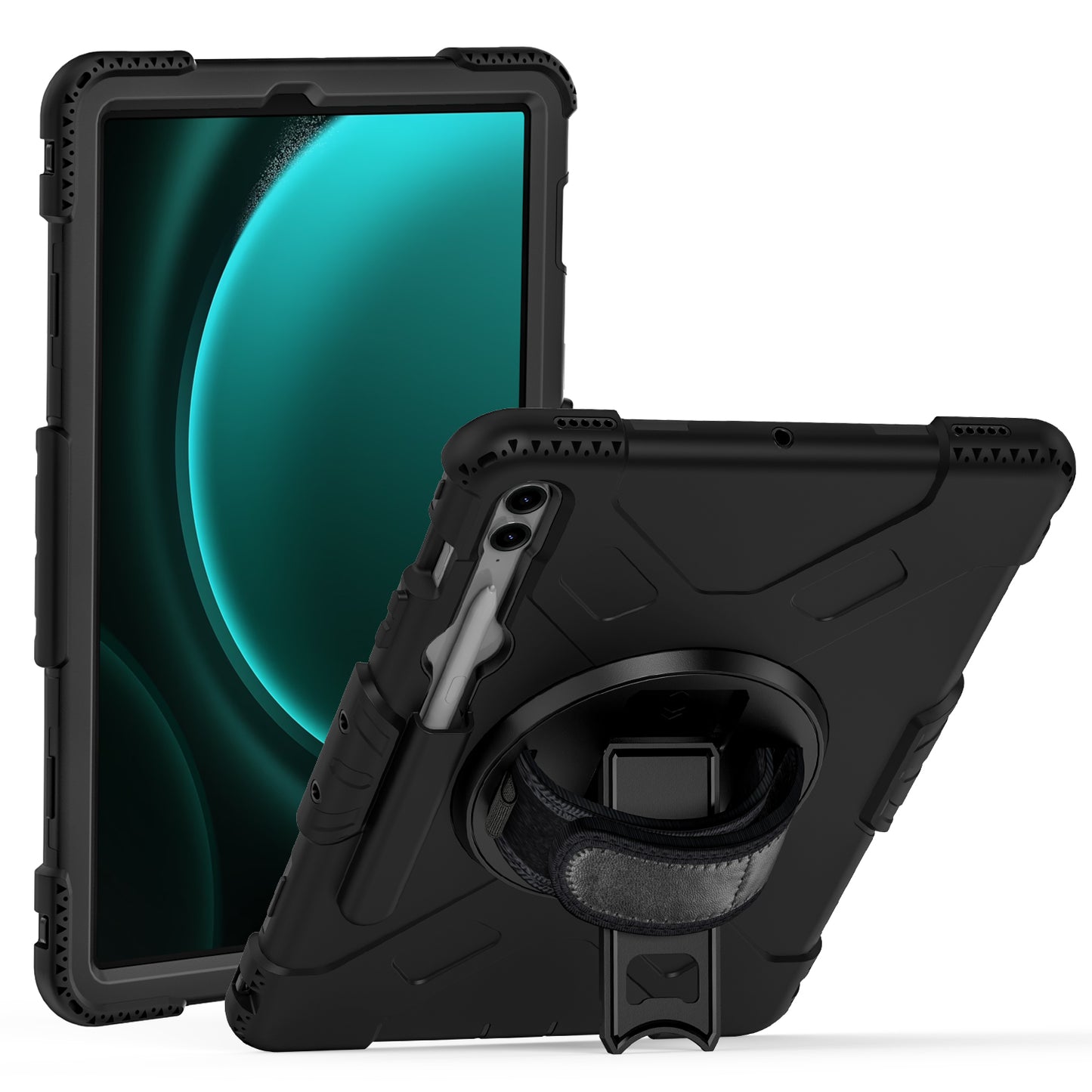 For Samsung Galaxy Tab S9+ / S9 FE+ Case PC + Silicone Tablet Kickstand Cover with Shoulder Strap