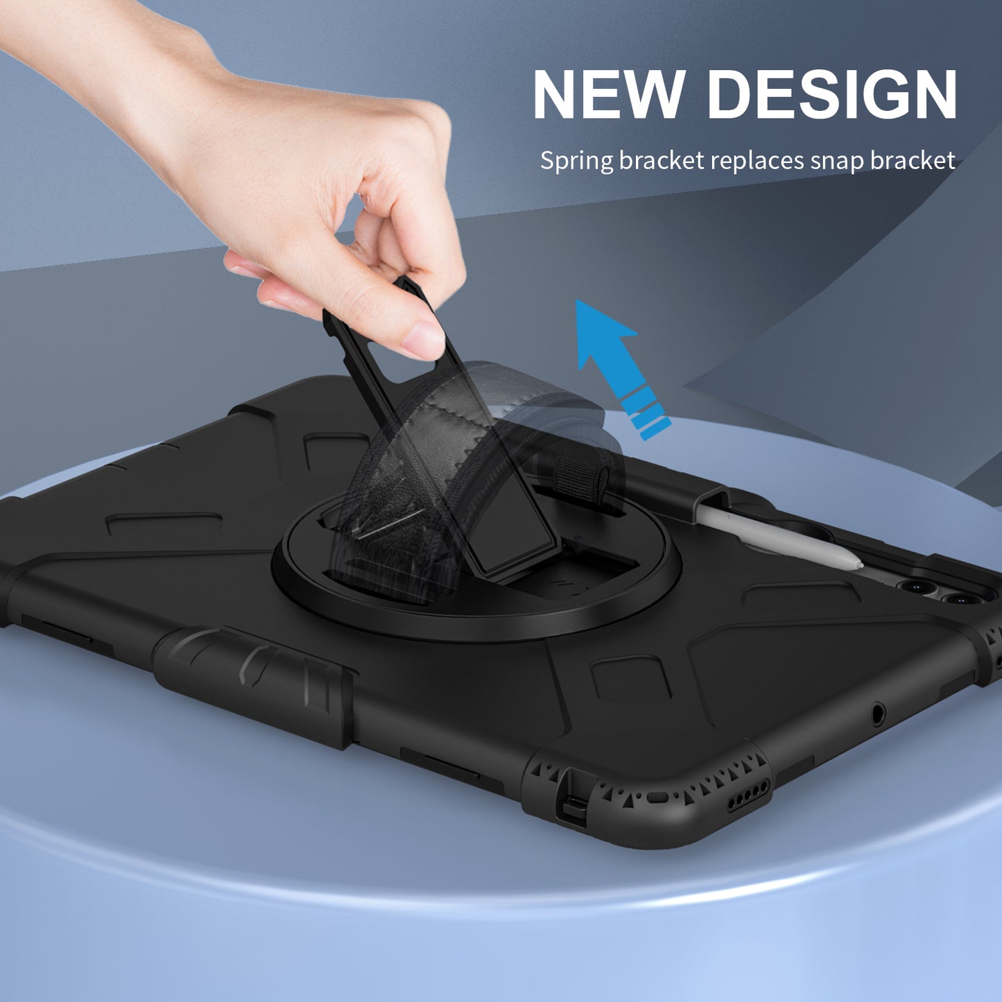 For Samsung Galaxy Tab S9+ / S9 FE+ Case PC + Silicone Tablet Kickstand Cover with Shoulder Strap