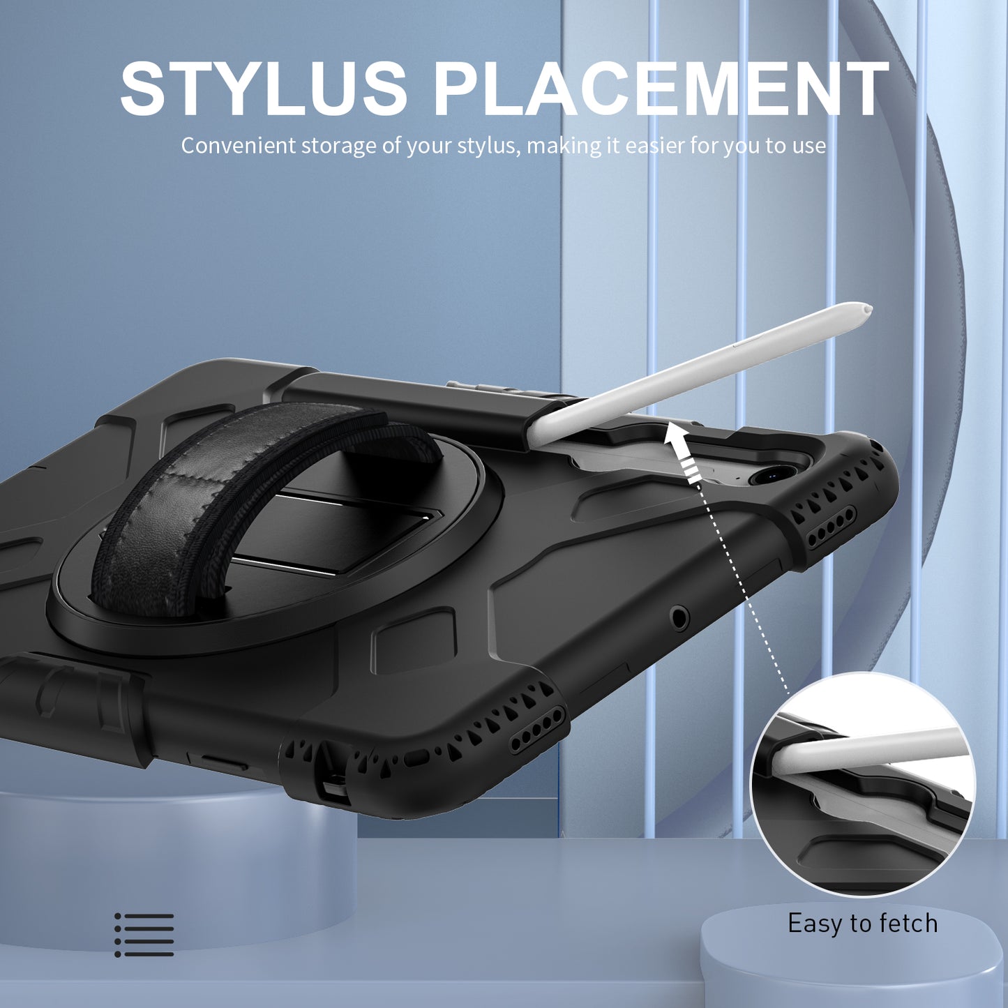 For Samsung Galaxy Tab S9 / S9 FE Kickstand Case Rotary Hand Strap Tablet Cover with Shoulder Strap