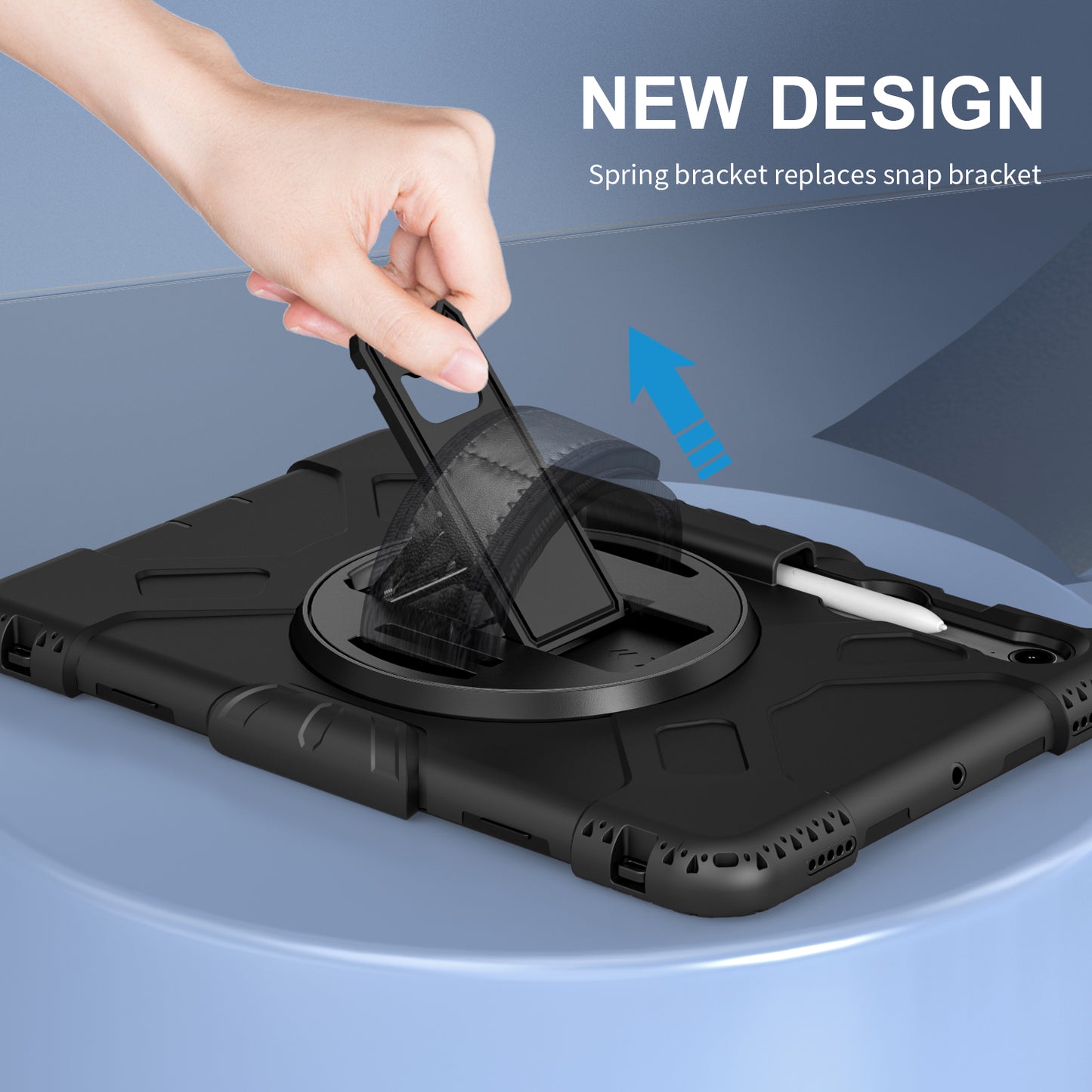 For Samsung Galaxy Tab S9 / S9 FE Kickstand Case Rotary Hand Strap Tablet Cover with Shoulder Strap