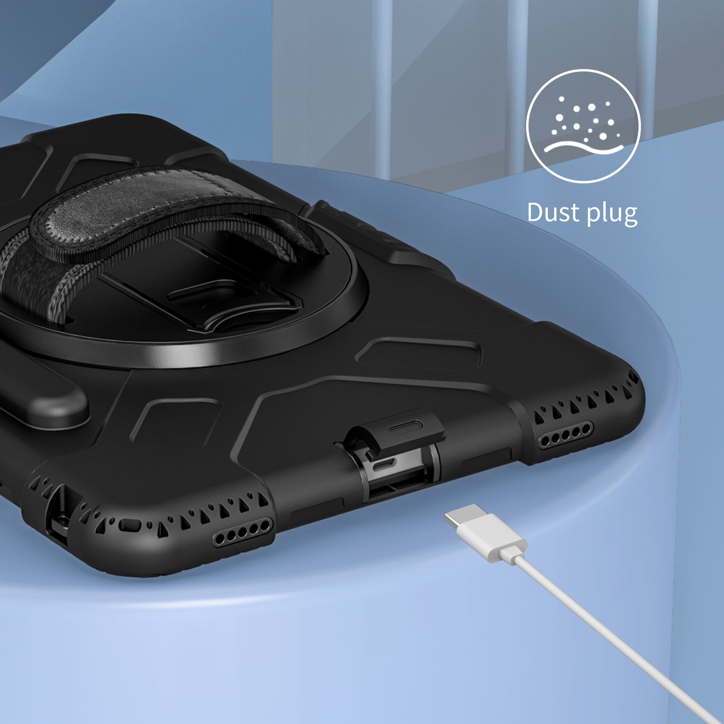 For Samsung Galaxy Tab S9 / S9 FE Kickstand Case Rotary Hand Strap Tablet Cover with Shoulder Strap