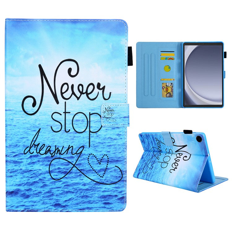 For Samsung Galaxy Tab A9 X110 / X115 Flip Stand Case PU Leather Pattern Tablet Cover - Never Stop Dreaming