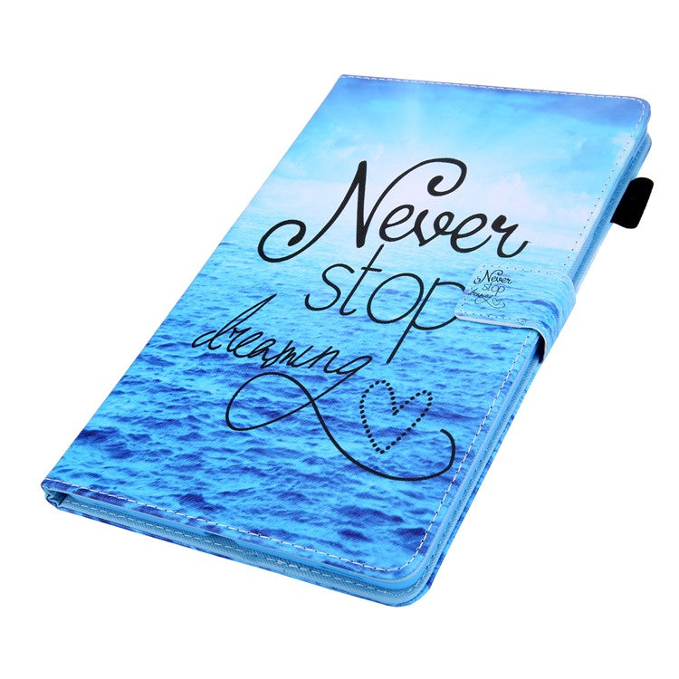 For Samsung Galaxy Tab A9 X110 / X115 Flip Stand Case PU Leather Pattern Tablet Cover - Never Stop Dreaming
