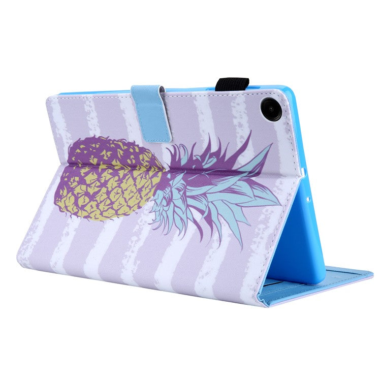 For Samsung Galaxy Tab A9+ X210 / X215 / X216B Leather Smart Case Pattern Flip Tablet Cover - Golden Pineapple
