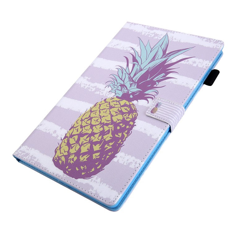 For Samsung Galaxy Tab A9+ X210 / X215 / X216B Leather Smart Case Pattern Flip Tablet Cover - Golden Pineapple