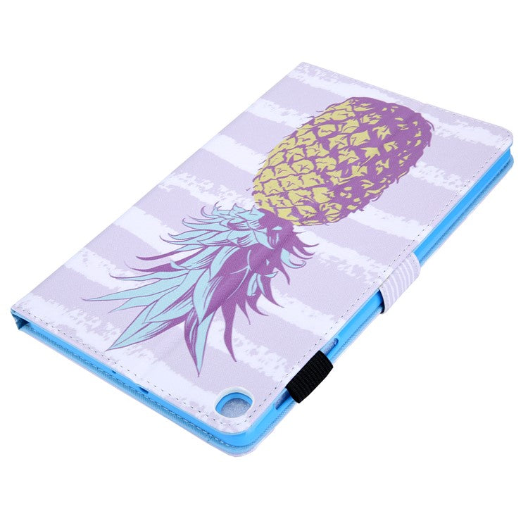 For Samsung Galaxy Tab A9+ X210 / X215 / X216B Leather Smart Case Pattern Flip Tablet Cover - Golden Pineapple