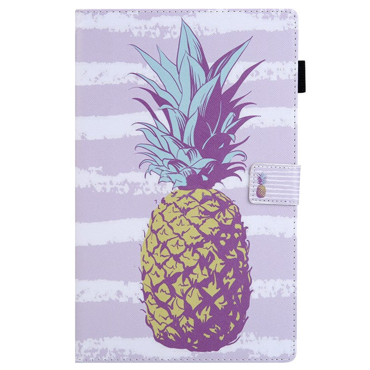 For Samsung Galaxy Tab A9+ X210 / X215 / X216B Leather Smart Case Pattern Flip Tablet Cover - Golden Pineapple