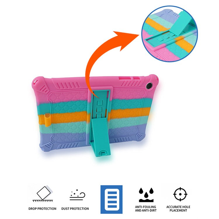 For Samsung Galaxy Tab A9+ X210 / X215 / X216 Silicone Case Kickstand Tablet Cover with Lanyard - Pink
