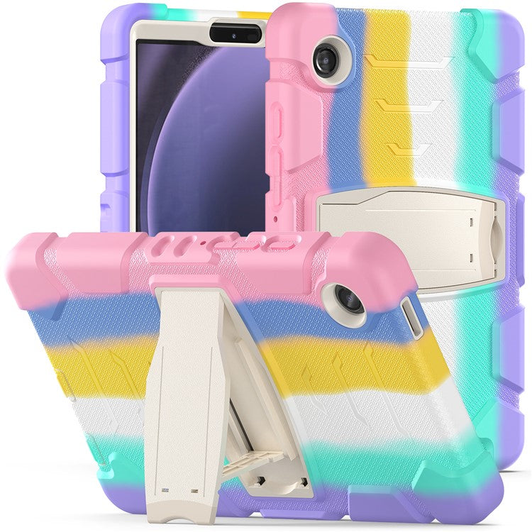 For Samsung Galaxy Tab A9 Tablet Case Anti-drop Kickstand PC+Silicone Protective Cover - Colorful Pink