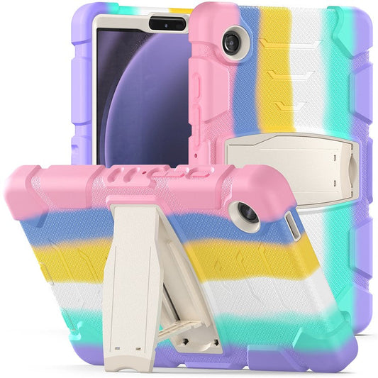 For Samsung Galaxy Tab A9 Tablet Case Anti-drop Kickstand PC+Silicone Protective Cover - Colorful Pink