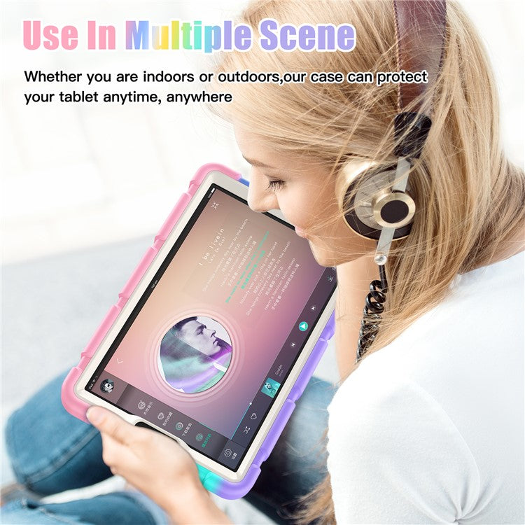 For Samsung Galaxy Tab A9 Tablet Case Anti-drop Kickstand PC+Silicone Protective Cover - Colorful Pink