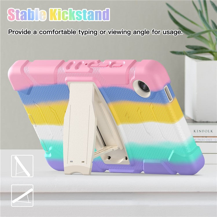 For Samsung Galaxy Tab A9 Tablet Case Anti-drop Kickstand PC+Silicone Protective Cover - Colorful Pink