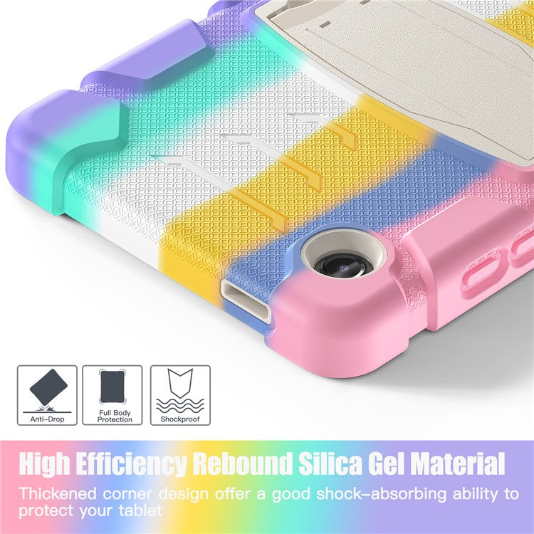 For Samsung Galaxy Tab A9 Tablet Case Anti-drop Kickstand PC+Silicone Protective Cover - Colorful Pink