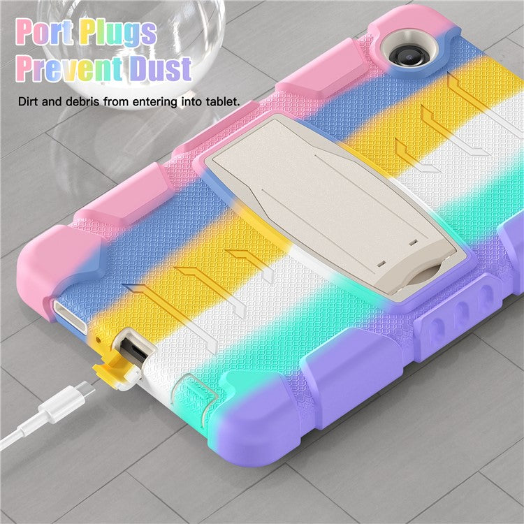 For Samsung Galaxy Tab A9 Tablet Case Anti-drop Kickstand PC+Silicone Protective Cover - Colorful Pink