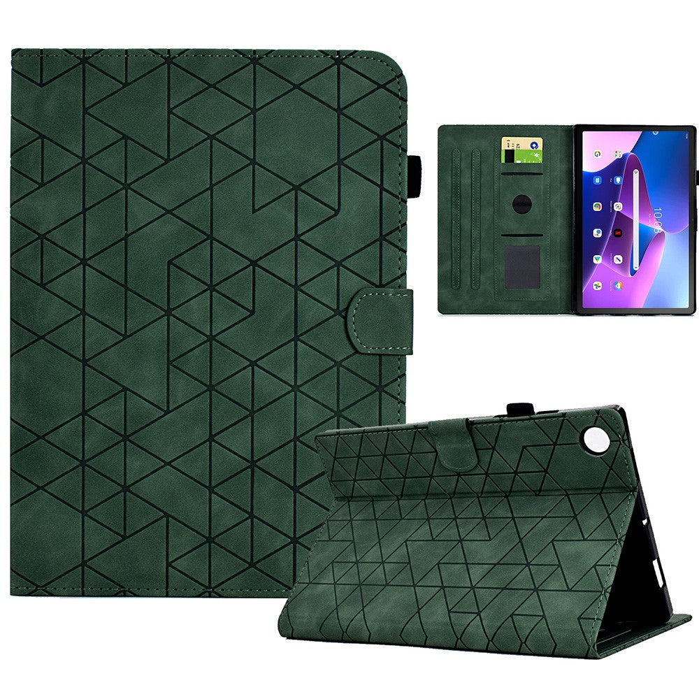 For Lenovo Tab M10 Plus (3rd Gen) Case Card Slots Tablet Leather Cover - Green