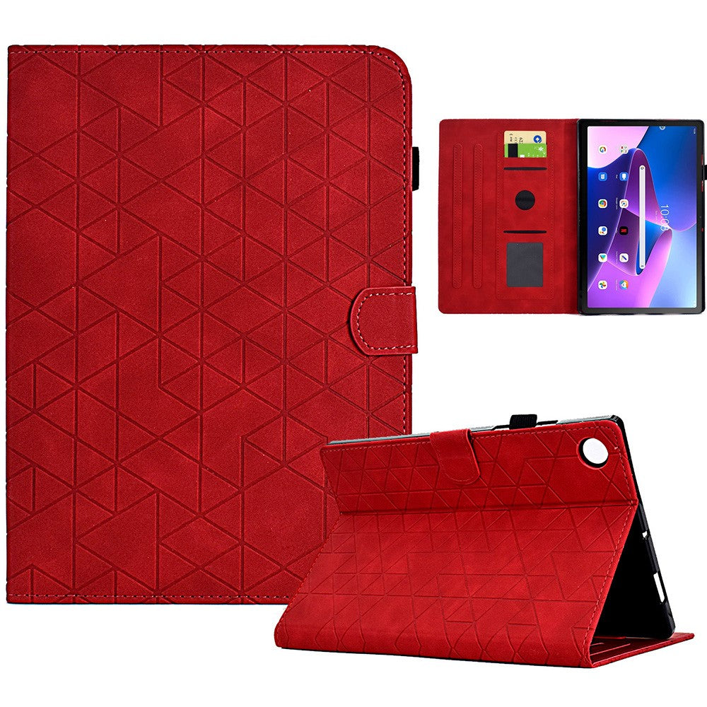 For Lenovo Tab M10 Plus (3rd Gen) Case Card Slots Tablet Leather Cover - Red