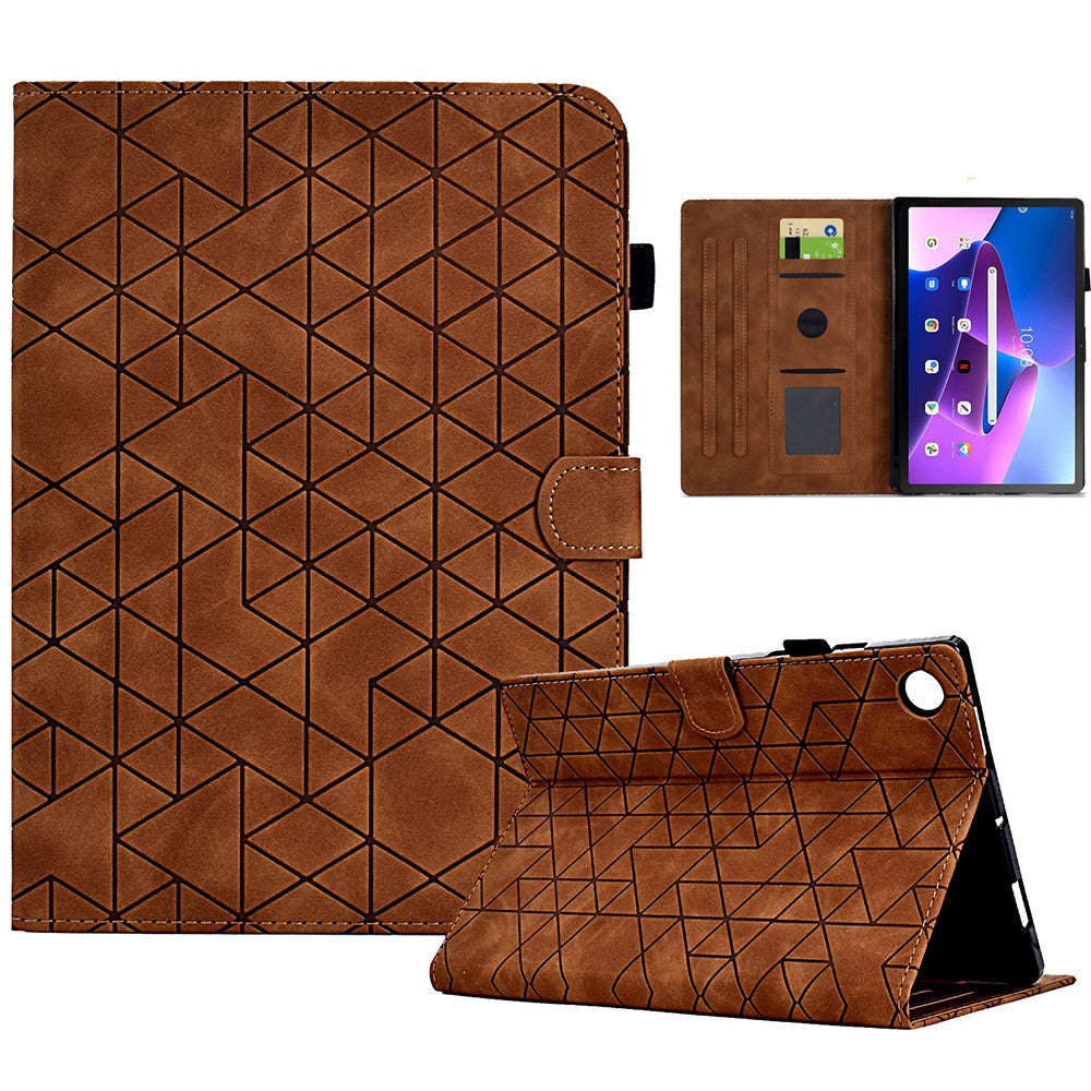 For Lenovo Tab M10 Plus (3rd Gen) Case Card Slots Tablet Leather Cover - Brown