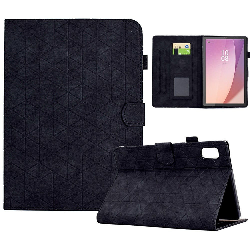 For Lenovo Tab M9 TB-310FU Case Rhombus Imprinted Stand Leather Tablet Cover - Black