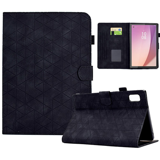 For Lenovo Tab M9 TB-310FU Case Rhombus Imprinted Stand Leather Tablet Cover - Black