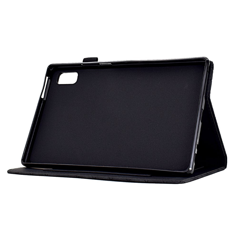 For Lenovo Tab M9 TB-310FU Case Rhombus Imprinted Stand Leather Tablet Cover - Black