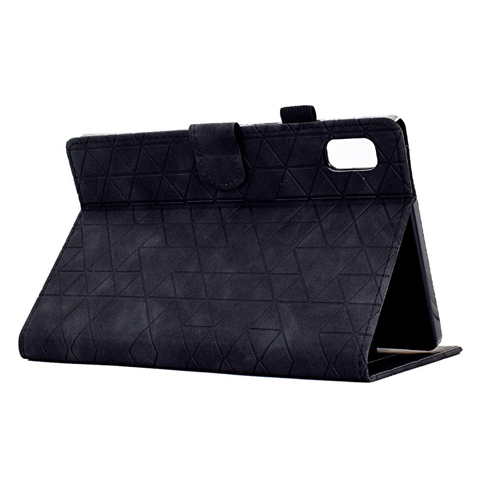 For Lenovo Tab M9 TB-310FU Case Rhombus Imprinted Stand Leather Tablet Cover - Black