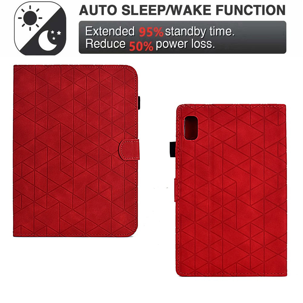 For Lenovo Tab M9 TB-310FU Case Rhombus Imprinted Stand Leather Tablet Cover - Red
