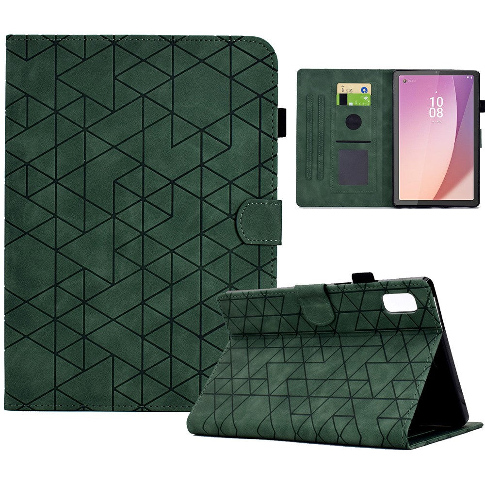 For Lenovo Tab M9 TB-310FU Case Rhombus Imprinted Stand Leather Tablet Cover - Green