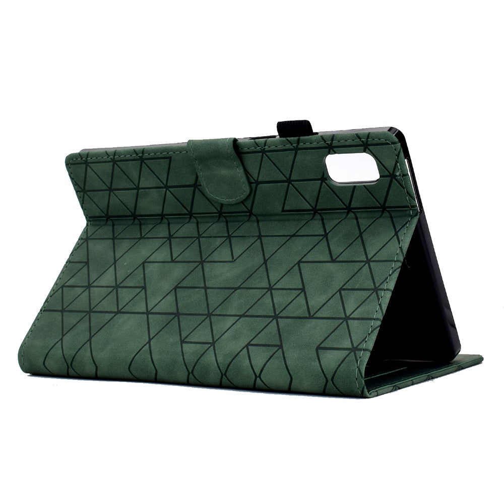For Lenovo Tab M9 TB-310FU Case Rhombus Imprinted Stand Leather Tablet Cover - Green