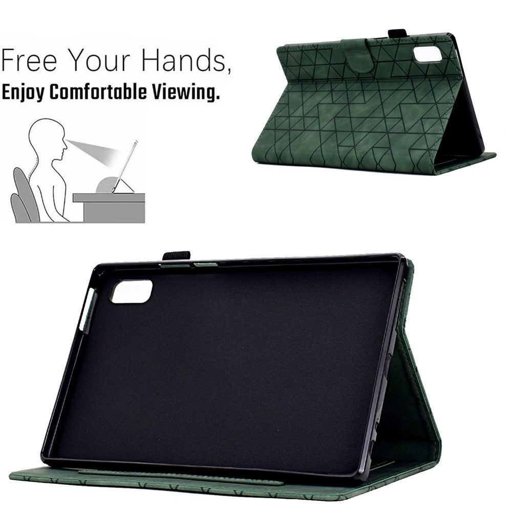 For Lenovo Tab M9 TB-310FU Case Rhombus Imprinted Stand Leather Tablet Cover - Green
