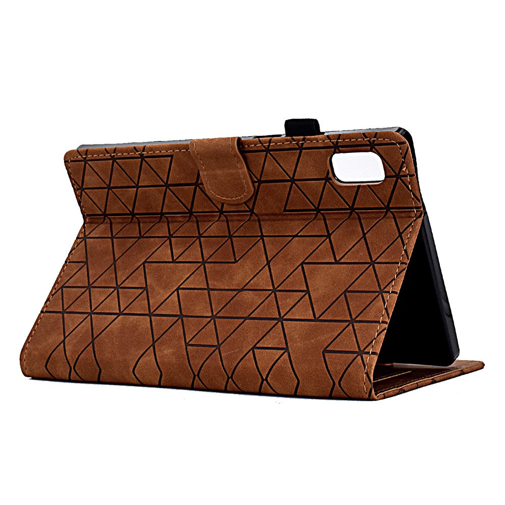 For Lenovo Tab M9 TB-310FU Case Rhombus Imprinted Stand Leather Tablet Cover - Brown
