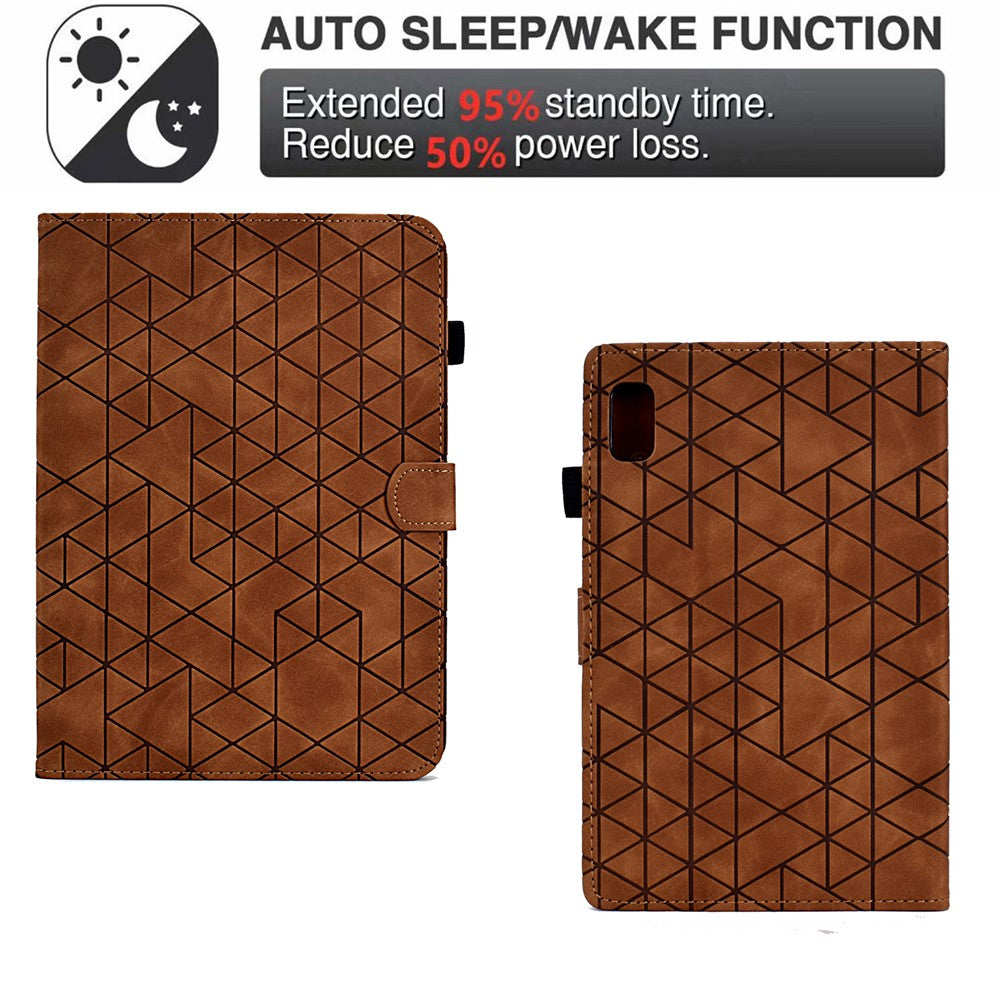 For Lenovo Tab M9 TB-310FU Case Rhombus Imprinted Stand Leather Tablet Cover - Brown
